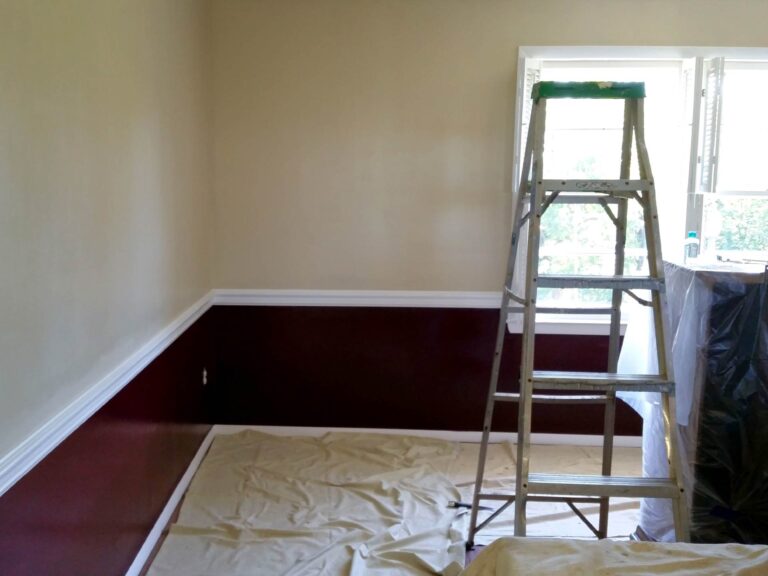Interior Painting Setup With Ladders